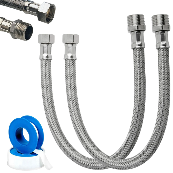 Tubo Flessibile Acqua M/F 1/2" 40CM - 2 Pezzi Parpyon®