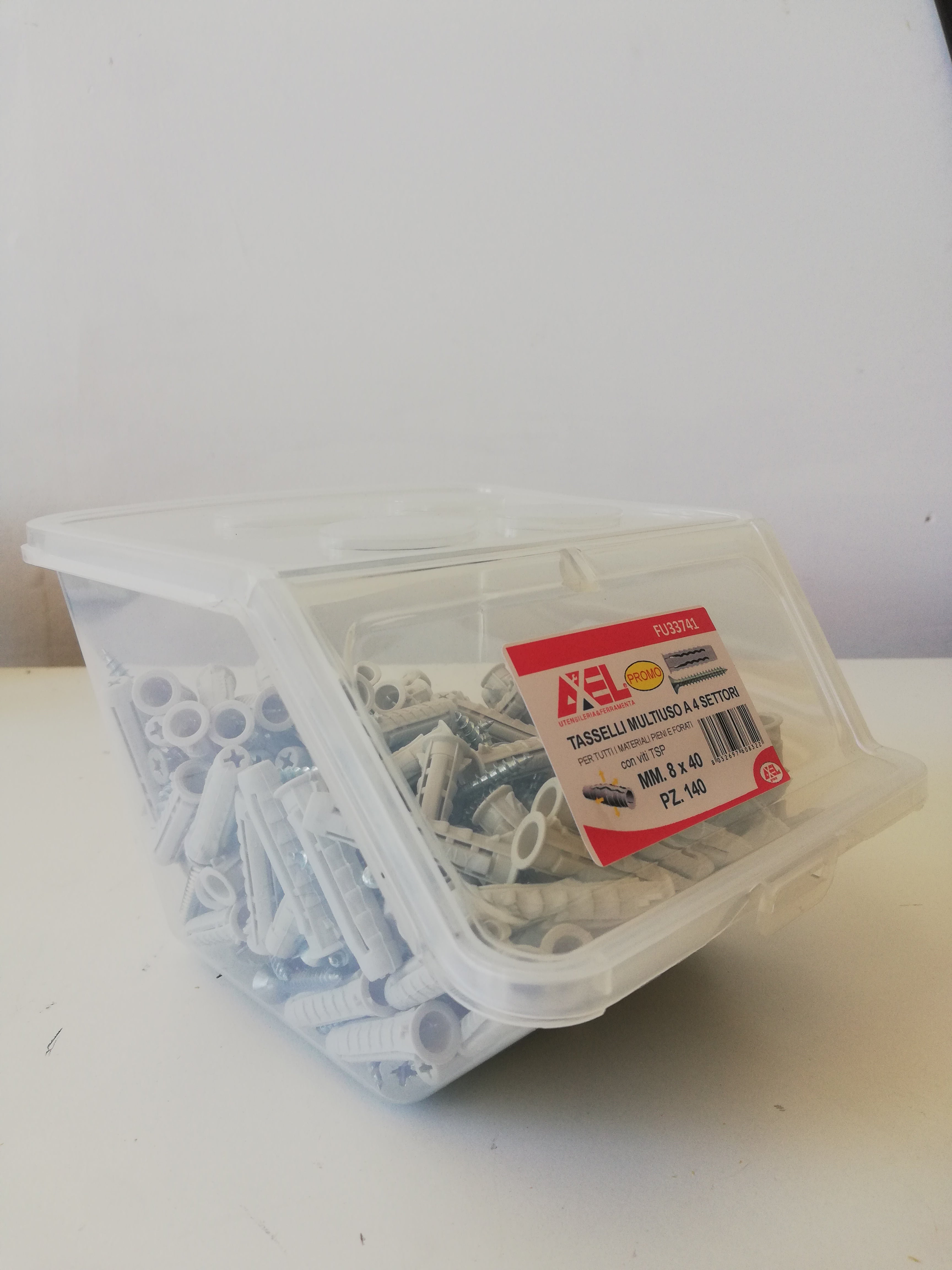 N. 2 BOX: 140 VITI + 140 TASSELLI - 8mm