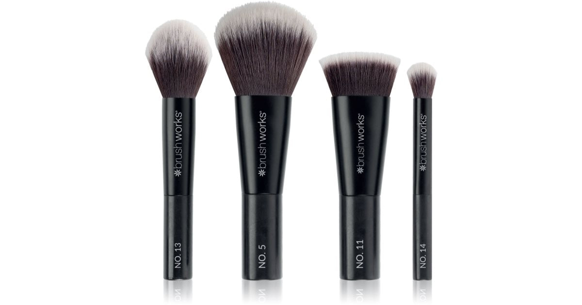 Brushworks On The Move Makeup Minis Complexion Set Di Pennelli N ° 13 + N °5 + N ° 11 + N ° 14