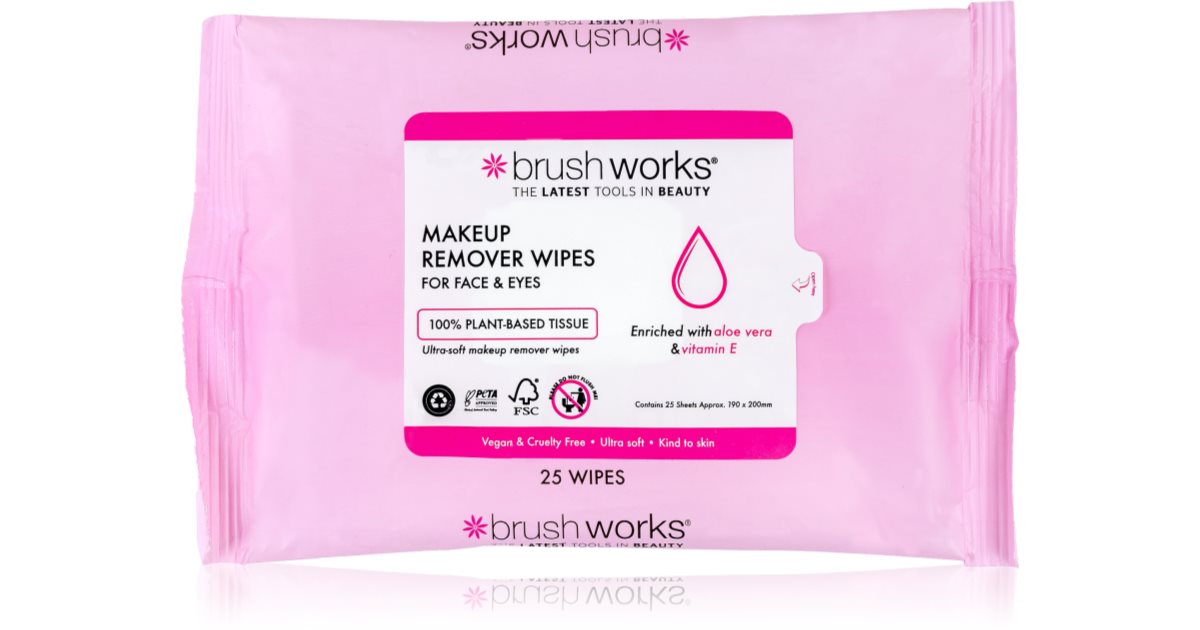 Brushworks Makeup Salviette Struccanti per Fondotinta - 25 Pezzi