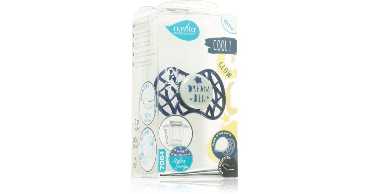 Nuvita Cool Orthodontic 6mesi+ ciuccio Blue moon night