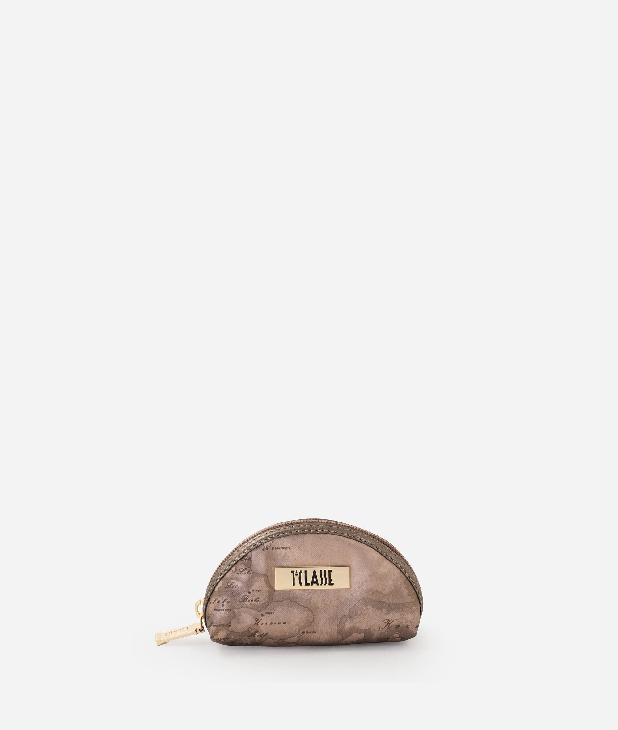 Nécessaire a mezzaluna in tessuto gommato Geo Oro Rosa