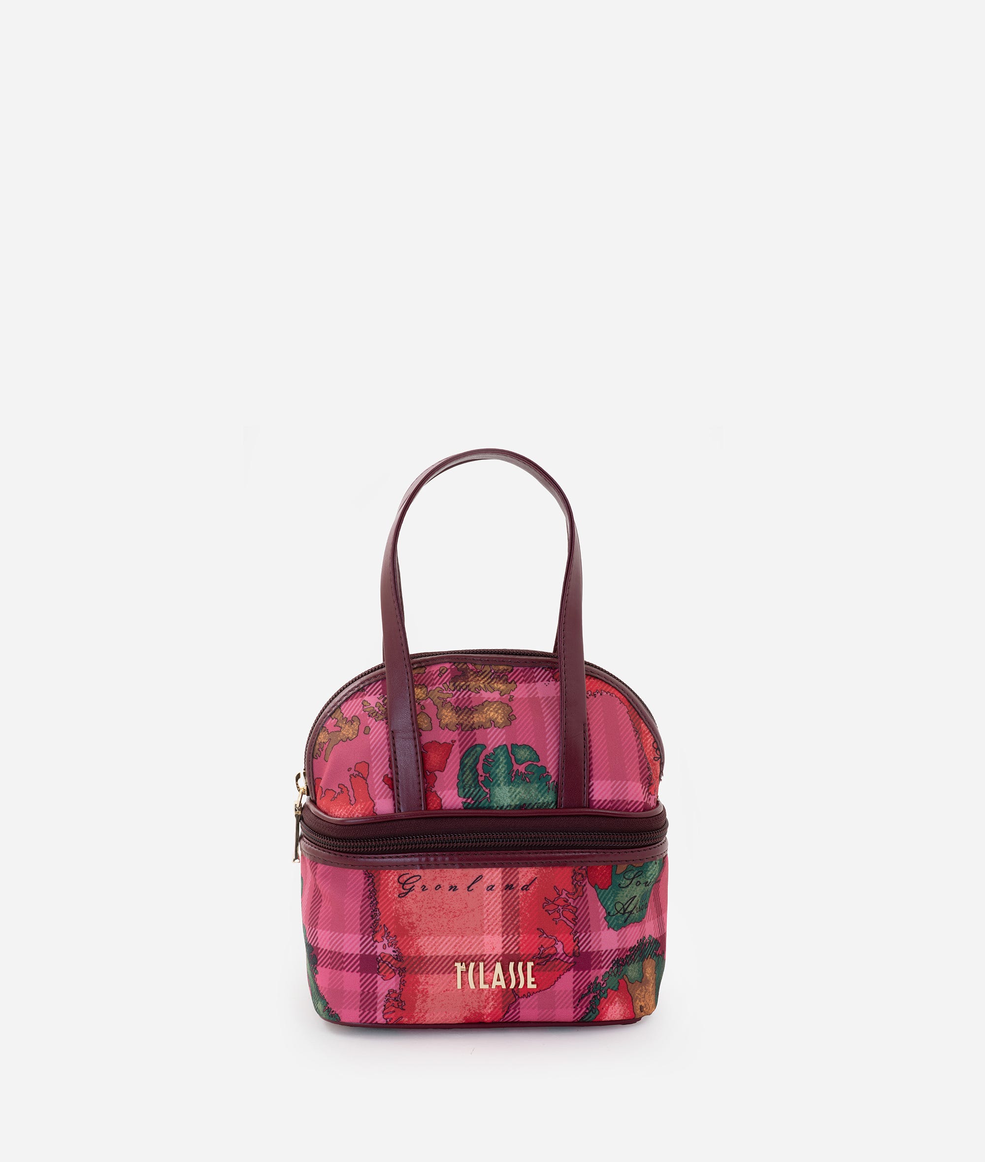 Beauty con doppio fondo in tela Geo Tartan Fuxia